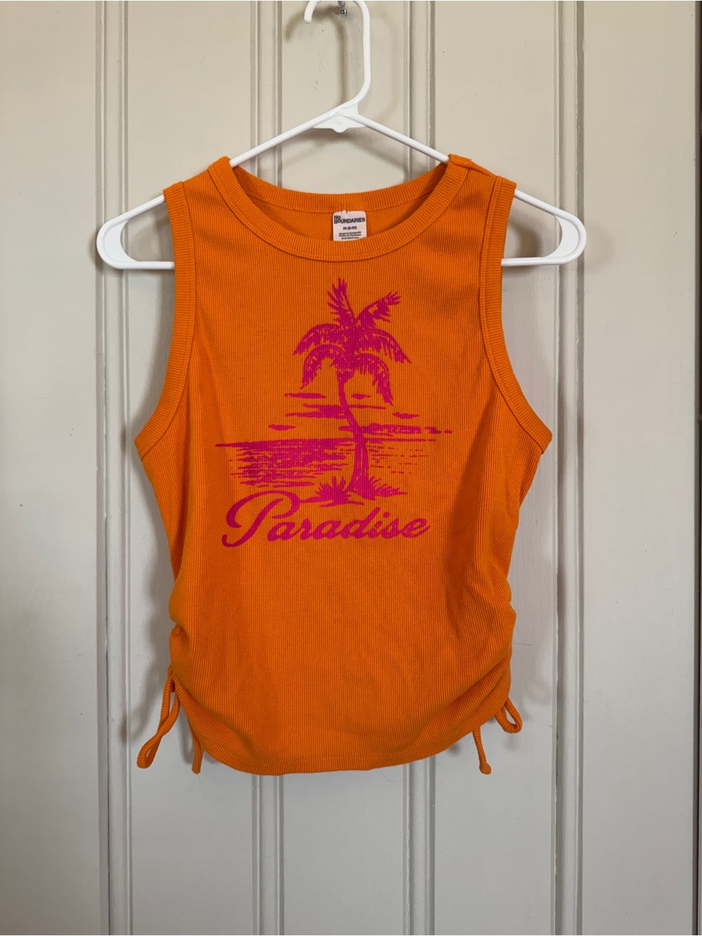 No Boundaries Y2K 90s Orange Tank Top Pink Paradise Graphic Tee Beach Resort